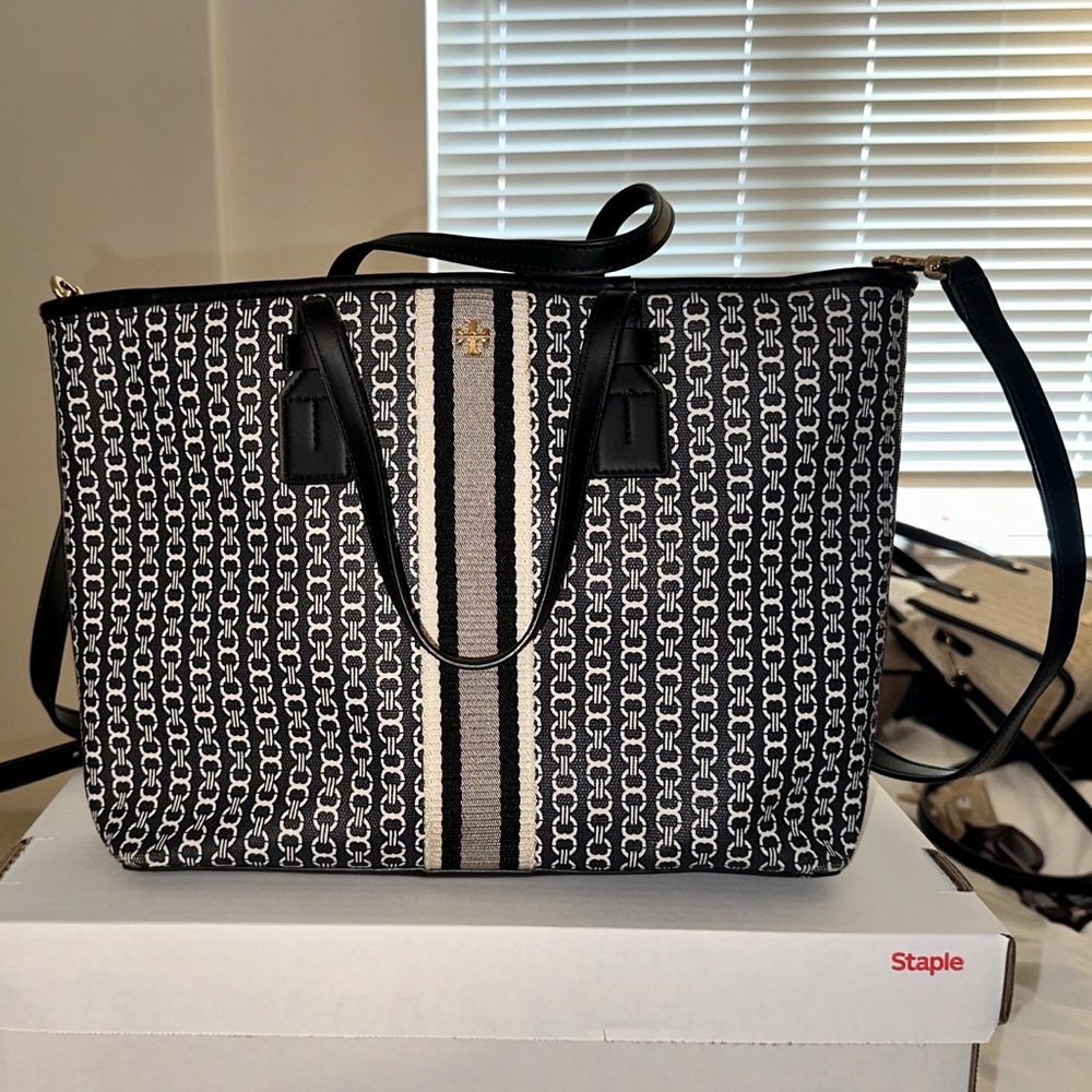 Tory Burch Black and White Tote Bag